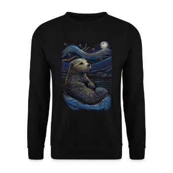 Otter Starry Night - Unisex Pullover - Schwarz - Vorne - Alina (178cm) & Michal (187cm)