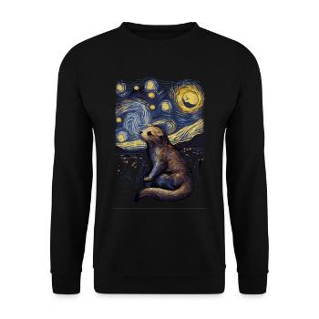 Otter Starry Night - Unisex Pullover - Schwarz - Vorne - Alina (178cm) & Michal (187cm)