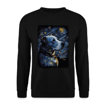 Pitbull Dog Starry Night - Unisex Sweatshirt - black - Front - Alina (178cm) & Michal (187cm)
