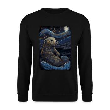 Otter Starry Night - Unisex Pullover - Schwarz - Vorne - Alina (178cm) & Michal (187cm)