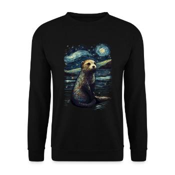 Otter Starry Night - Unisex Pullover - Schwarz - Vorne - Alina (178cm) & Michal (187cm)