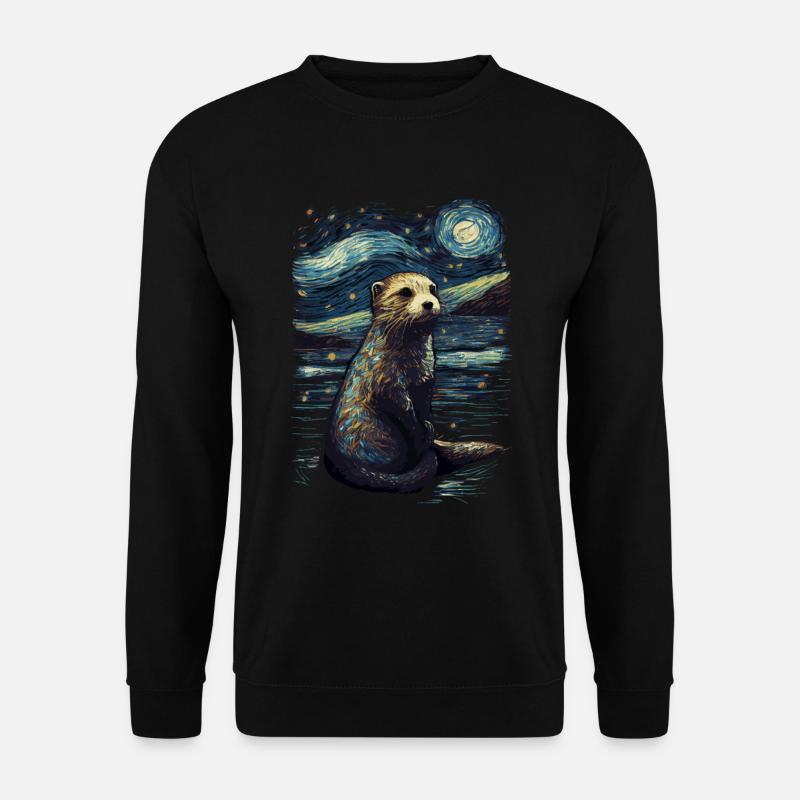 Otter Starry Night - Unisex Sweatshirt - black