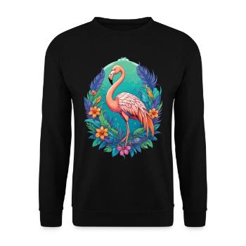 Aesthetic Flamingo Spirituelles Mandala Design - Unisex Pullover - Schwarz - Vorne - Alina (178cm) & Michal (187cm)