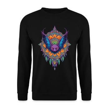 Fascinating bat in spiritual mandala - Unisex Sweatshirt - black - Front - Alina (178cm) & Michal (187cm)