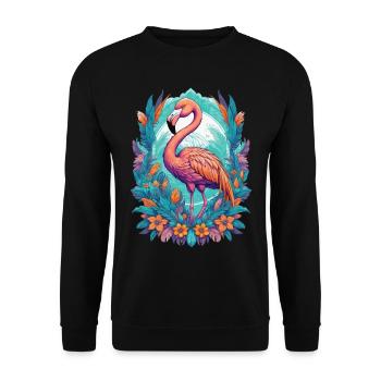 Flamingo Spirit Tier Mandala Traumfänger Design - Unisex Pullover - Schwarz - Vorne - Alina (178cm) & Michal (187cm)