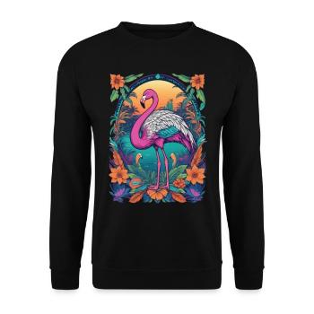 Africa Flamingo Spiritual Mandala Design - Unisex Sweatshirt - black - Front - Alina (178cm) & Michal (187cm)