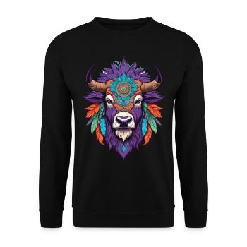 Bison Spiritual Mandala Dream Catcher Design - Unisex Sweatshirt - black - Front - Alina (178cm) & Michal (187cm)