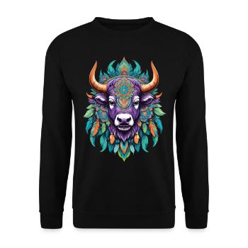 Cow Spiritual Mandala Dream Catcher Design - Unisex Sweatshirt - black - Front - Alina (178cm) & Michal (187cm)