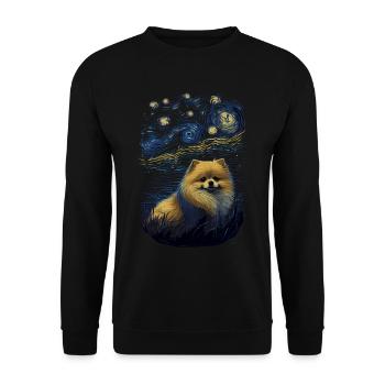 Zwergspitz Starry Night - Unisex Pullover - Schwarz - Vorne - Alina (178cm) & Michal (187cm)