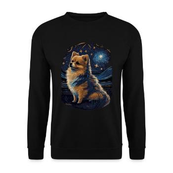 Zwergspitz Starry Night - Unisex Pullover - Schwarz - Vorne - Alina (178cm) & Michal (187cm)