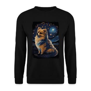 Zwergspitz Starry Night - Unisex Pullover - Schwarz - Vorne - Alina (178cm) & Michal (187cm)