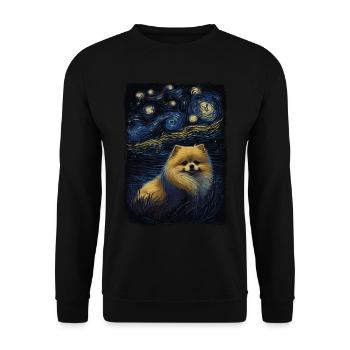 Zwergspitz Starry Night - Unisex Pullover - Schwarz - Vorne - Alina (178cm) & Michal (187cm)