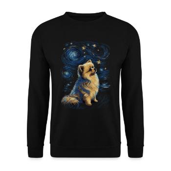 Zwergspitz Starry Night - Unisex Pullover - Schwarz - Vorne - Alina (178cm) & Michal (187cm)