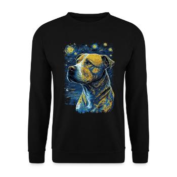 Pitbull Dog Starry Night - Unisex Sweatshirt - black - Front - Alina (178cm) & Michal (187cm)