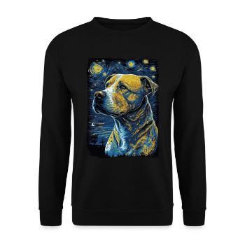 Pitbull Dog Starry Night - Unisex Sweatshirt - black - Front - Alina (178cm) & Michal (187cm)