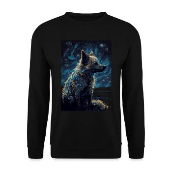 Hyène Nuit étoilée - Sweat-shirt Unisexe - noir - Devant - Alina (178cm) & Michal (187cm)