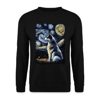 Husky Starry Night - Unisex Pullover - Schwarz - Vorne - Alina (178cm) & Michal (187cm)