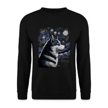 Husky Starry Night - Unisex Pullover - Schwarz - Vorne - Alina (178cm) & Michal (187cm)