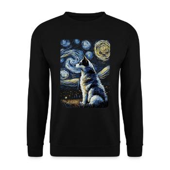 Husky Starry Night - Unisex Pullover - Schwarz - Vorne - Alina (178cm) & Michal (187cm)