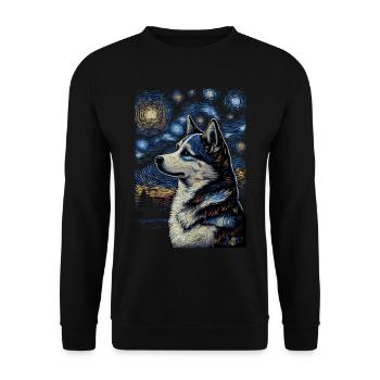 Husky Starry Night - Unisex Pullover - Schwarz - Vorne - Alina (178cm) & Michal (187cm)