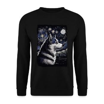 Husky Starry Night - Unisex Pullover - Schwarz - Vorne - Alina (178cm) & Michal (187cm)