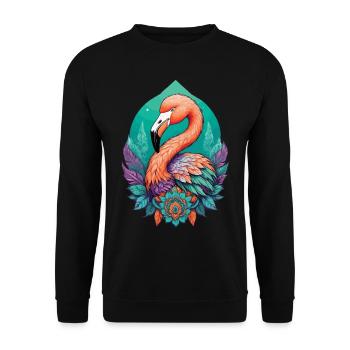 Flamingo Dream Catcher Feathers Mandala Design - Unisex Sweatshirt - black - Front - Alina (178cm) & Michal (187cm)