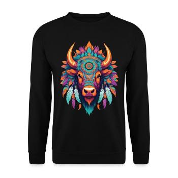 Taurus Mandala Design with Spiritual Elements - Unisex Sweatshirt - black - Front - Alina (178cm) & Michal (187cm)