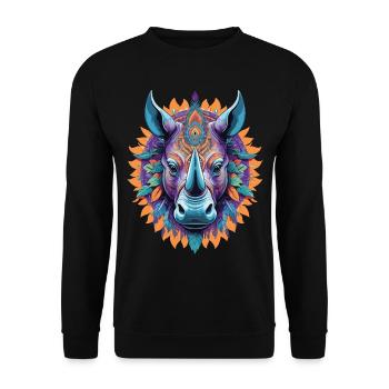 Rhinoceros Spiritual Dream Catcher Mandala Design - Unisex Sweatshirt - black - Front - Alina (178cm) & Michal (187cm)