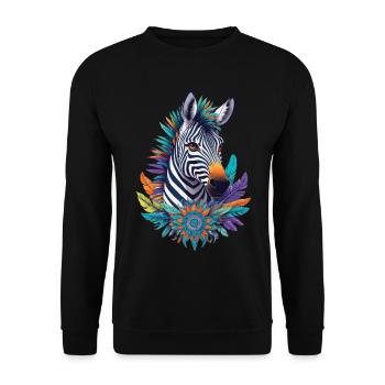 Conception de Mandala zèbre avec des symboles spirituels - Sweat-shirt Unisexe - noir - Devant - Alina (178cm) & Michal (187cm)