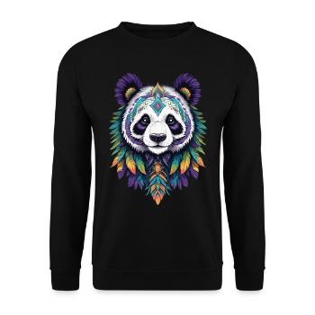 Panda ours Mandala Dream Catcher Design - Sweat-shirt Unisexe - noir - Devant - Alina (178cm) & Michal (187cm)