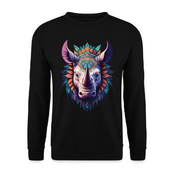 Rhinoceros Mandala Dream Catcher Design - Unisex Sweatshirt - black - Front - Alina (178cm) & Michal (187cm)