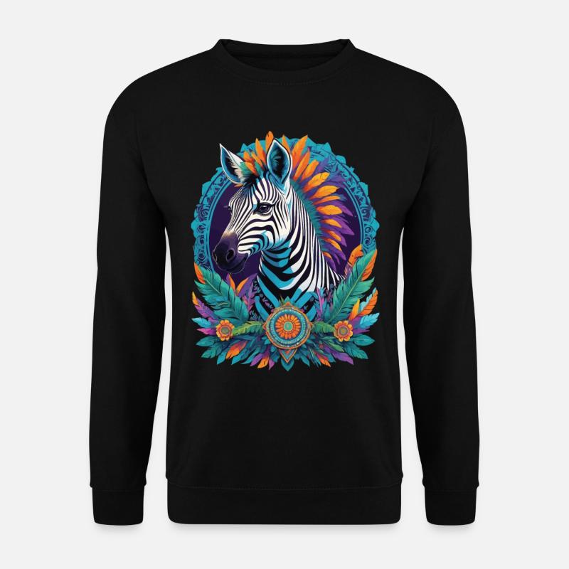Zebra Spirituelles Traumfänger Mandala Design - Unisex Pullover - Schwarz
