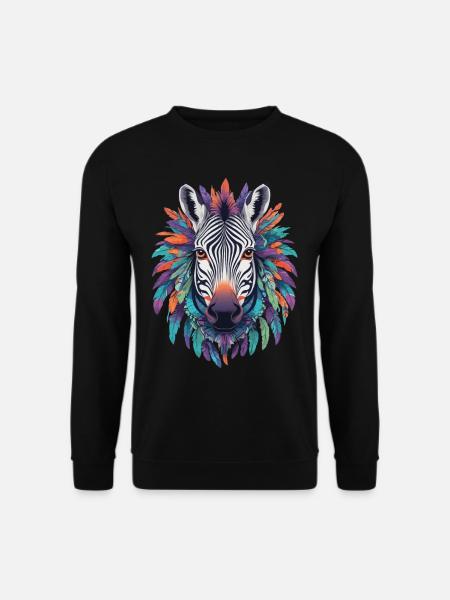 Zebra Mandala Design In Bohemian Style - Unisex Pullover - Schwarz