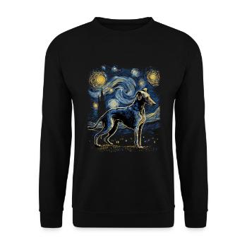 Galgo Español Starry Night - Unisex Sweatshirt - black - Front - Alina (178cm) & Michal (187cm)