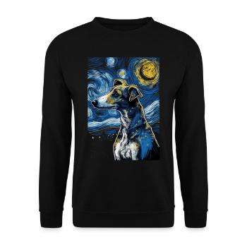 Galgo Español Starry Night - Unisex Sweatshirt - black - Front - Alina (178cm) & Michal (187cm)