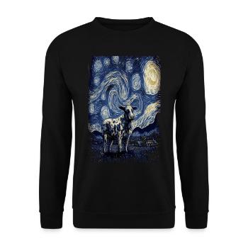 Kuh Starry Night - Unisex Pullover - Schwarz - Vorne - Alina (178cm) & Michal (187cm)