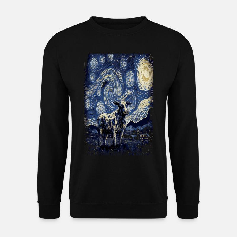 Cow Starry Night - Unisex Sweatshirt - black