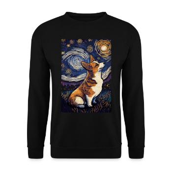Corgi Starry Night - Unisex Pullover - Schwarz - Vorne - Alina (178cm) & Michal (187cm)