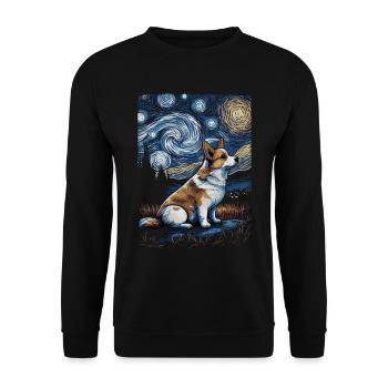 Corgi Starry Night - Unisex Pullover - Schwarz - Vorne - Alina (178cm) & Michal (187cm)