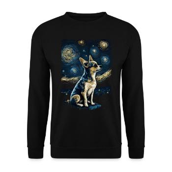 Chihuahua Starry Night - Unisex Pullover - Schwarz - Vorne - Alina (178cm) & Michal (187cm)