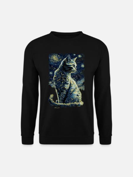 Cat Starry Night - Unisex Sweatshirt - black