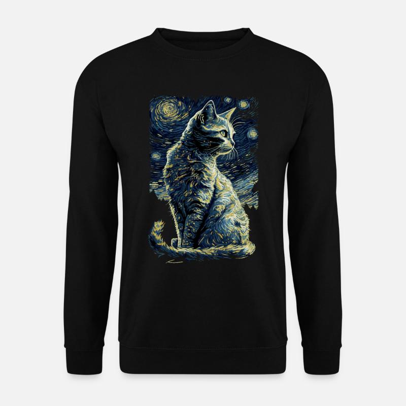 Cat Starry Night - Unisex Sweatshirt - black
