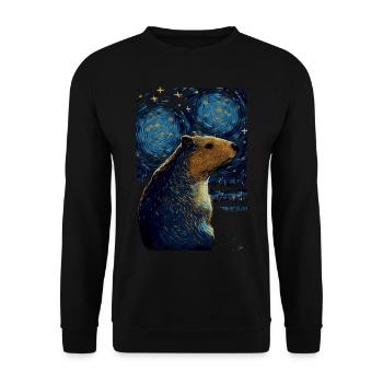Capybara Starry Night - Unisex Sweatshirt - black - Front - Alina (178cm) & Michal (187cm)