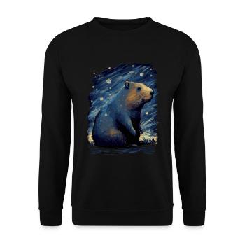 Capybara Starry Night - Unisex Sweatshirt - black - Front - Alina (178cm) & Michal (187cm)