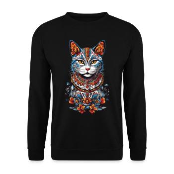 Mexican Cat Decoration for Cat Lovers - Unisex Sweatshirt - black - Front - Alina (178cm) & Michal (187cm)