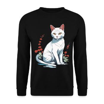 Hauskatzen Besitzer Niedliche Katze Katzen Dame - Unisex Pullover - Schwarz - Vorne - Alina (178cm) & Michal (187cm)