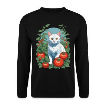 Garden Cat Cute Pet Love - Unisex Sweatshirt - black - Front - Alina (178cm) & Michal (187cm)