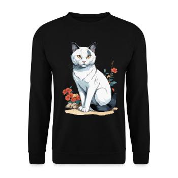 Hauskatzen Besitzer Niedliche Katze Katzen Dame - Unisex Pullover - Schwarz - Vorne - Alina (178cm) & Michal (187cm)