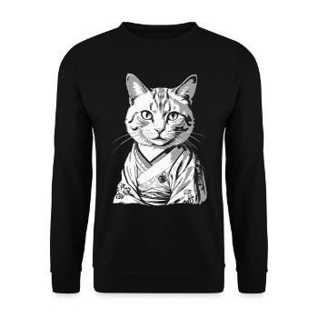 Kimono Japonais Chat Chat Domestique Propriétaire - Sweat-shirt Unisexe - noir - Devant - Alina (178cm) & Michal (187cm)