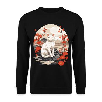 Asiatische Katze Niedliche Katzen Dame Besitzer - Unisex Pullover - Schwarz - Vorne - Alina (178cm) & Michal (187cm)